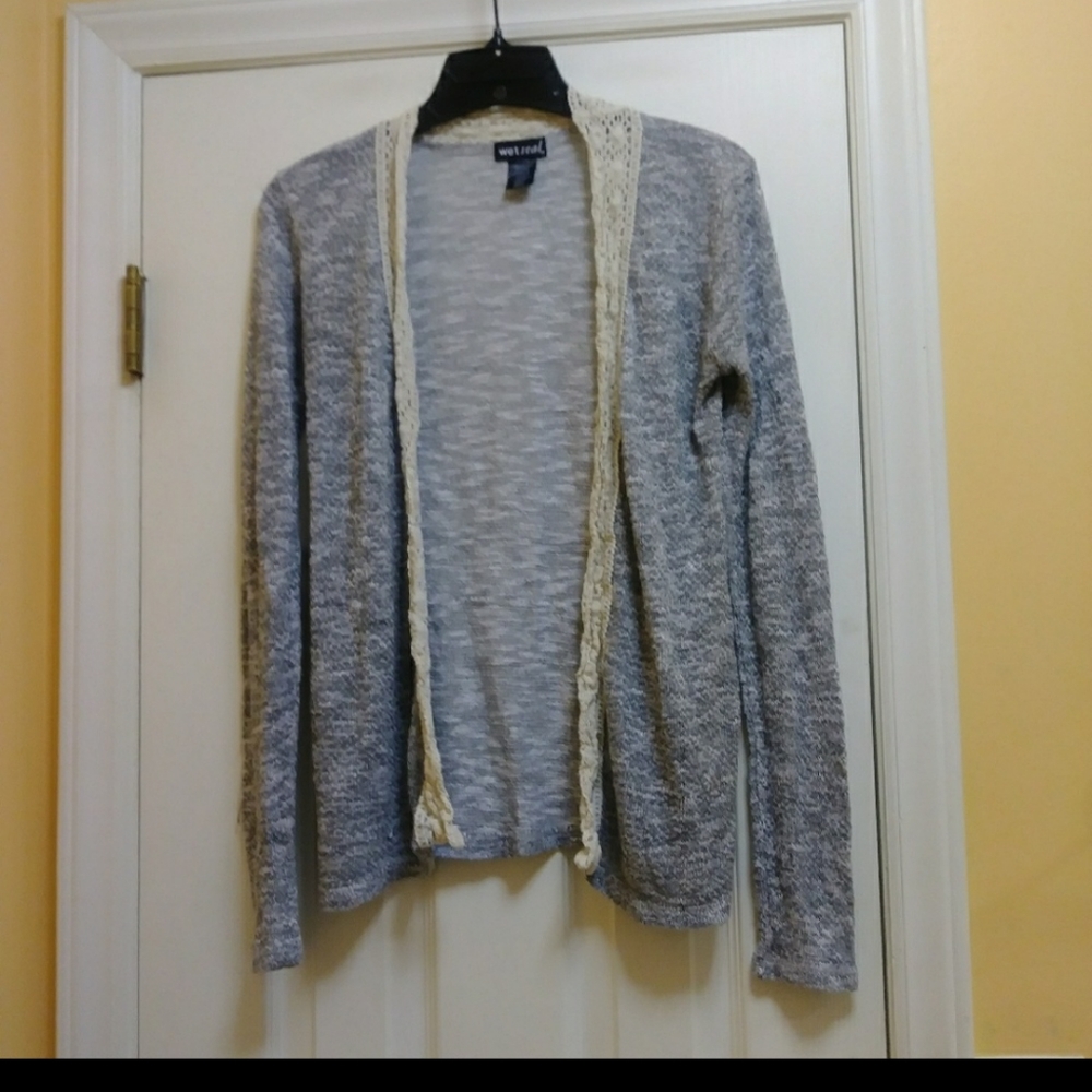 Wet Seal Women's Cardigan Size Small Gray Crochet
